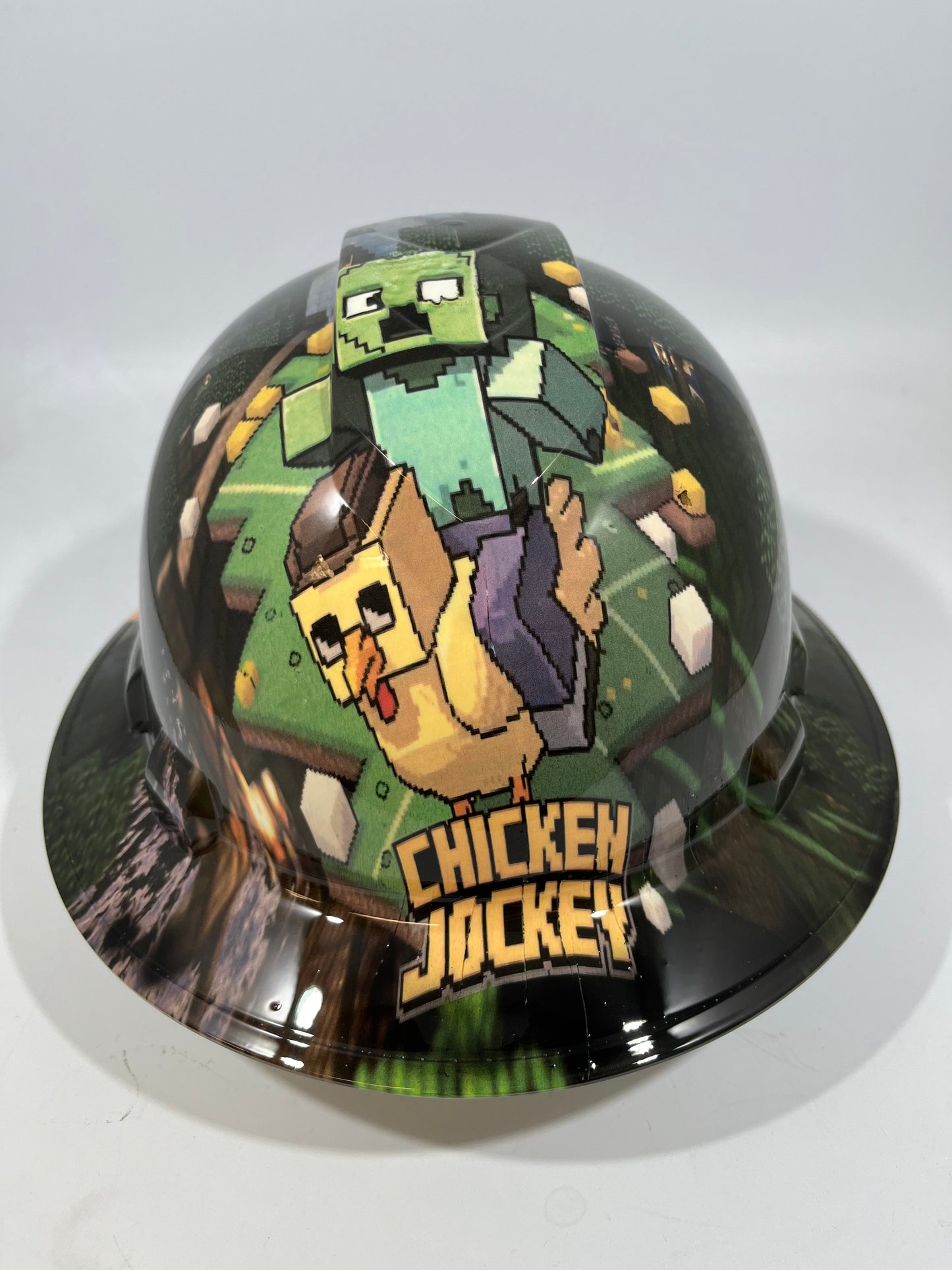 Full Brim Hard Hat Hydro Dipped MINECRAFT CHICKEN JOCKEY