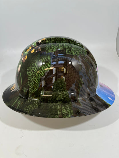 Full Brim Hard Hat Hydro Dipped MINECRAFT CHICKEN JOCKEY