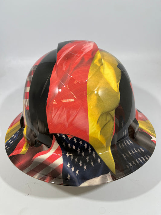 Full Brim Hard Hat Hydro Dipped GERMAN AMERICAN FLAG