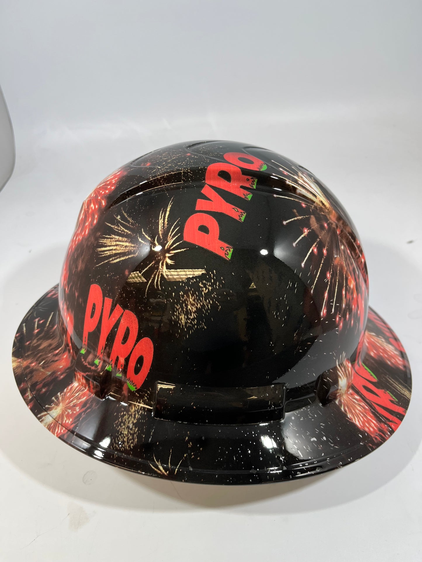 Full Brim Hard Hat Hydro Dipped PYRO / FIREWORKS