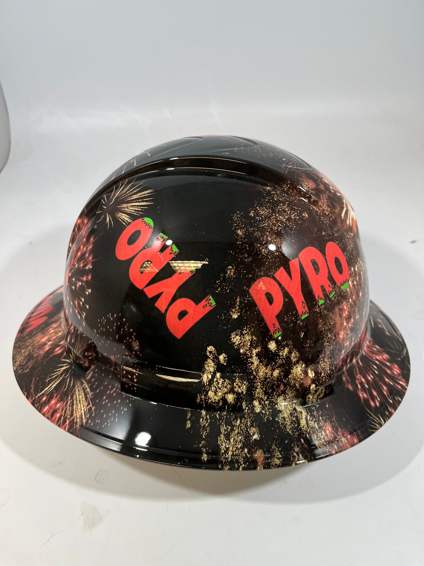 Full Brim Hard Hat Hydro Dipped PYRO / FIREWORKS