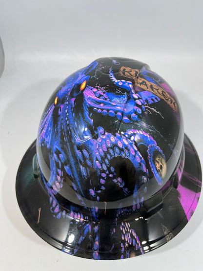 Full Brim Hard Hat Hydro Dipped KRAKEN One Off Custom
