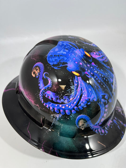 Full Brim Hard Hat Hydro Dipped KRAKEN One Off Custom