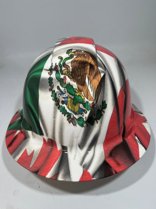 Full Brim Hard Hat Hydro Dipped MEXICAN CANADIAN FLAG