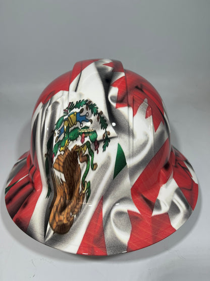 Full Brim Hard Hat Hydro Dipped MEXICAN CANADIAN FLAG