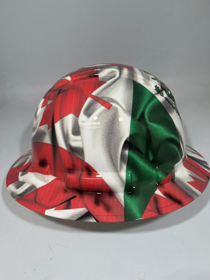 Full Brim Hard Hat Hydro Dipped MEXICAN CANADIAN FLAG