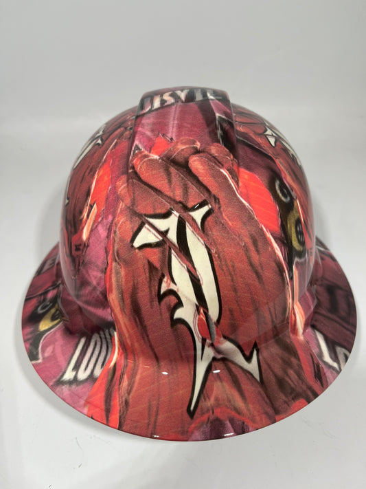 Full Brim Hard Hat Hydro Dipped LOUISVILLE CARDINALS