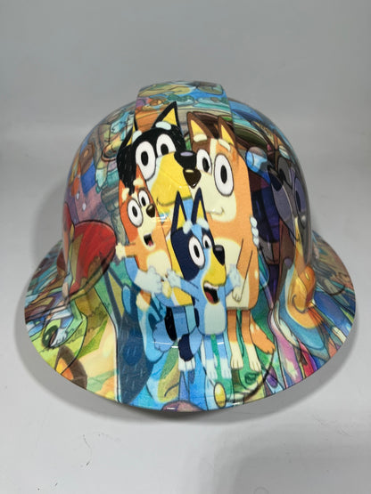 Full Brim Hard Hat Hydro Dipped BLUEY