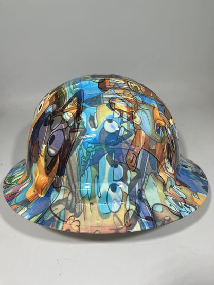 Full Brim Hard Hat Hydro Dipped BLUEY