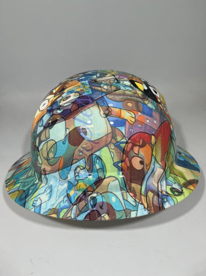 Full Brim Hard Hat Hydro Dipped BLUEY