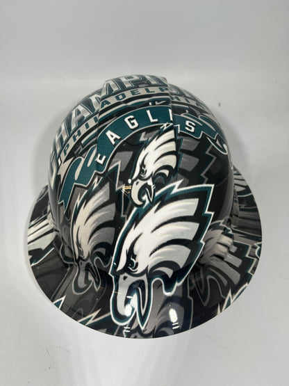 Full Brim Hard Hat Hydro Dipped PHILADELPHIA EAGLES CHAMPS