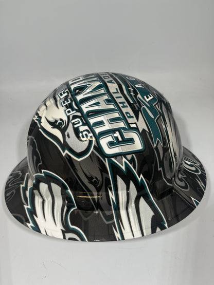 Full Brim Hard Hat Hydro Dipped PHILADELPHIA EAGLES CHAMPS