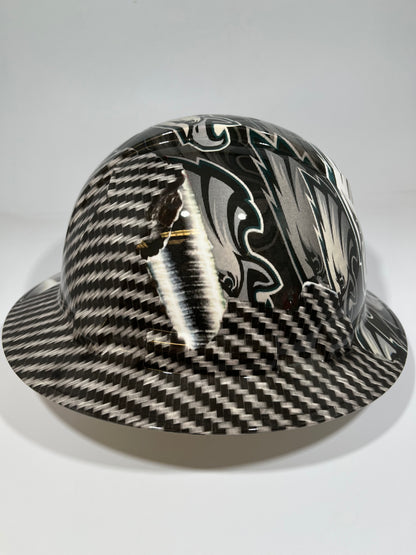 Full Brim Hard Hat Hydro Dipped PHILADELPHIA EAGLES RIP TEAR CARBON FIBER