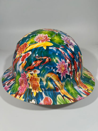 Full Brim Hard Hat Hydro Dipped KOI FISH