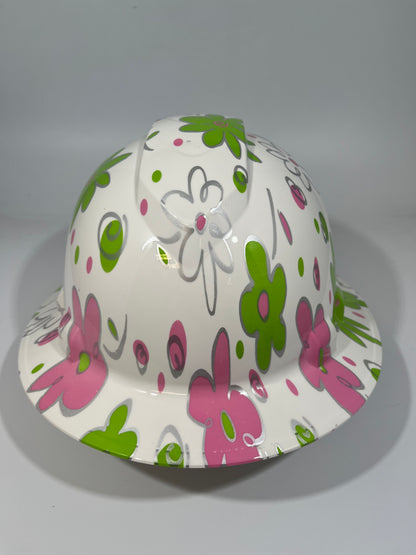 Full Brim Hard Hat Hydro Dipped FLORAL