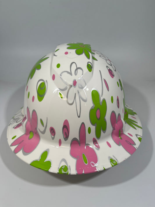 Full Brim Hard Hat Hydro Dipped FLORAL