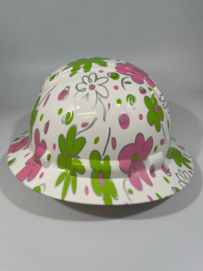 Full Brim Hard Hat Hydro Dipped FLORAL