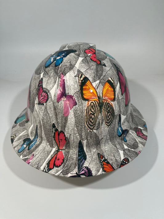 Full Brim Hard Hat Hydro Dipped BUTTERFLIES