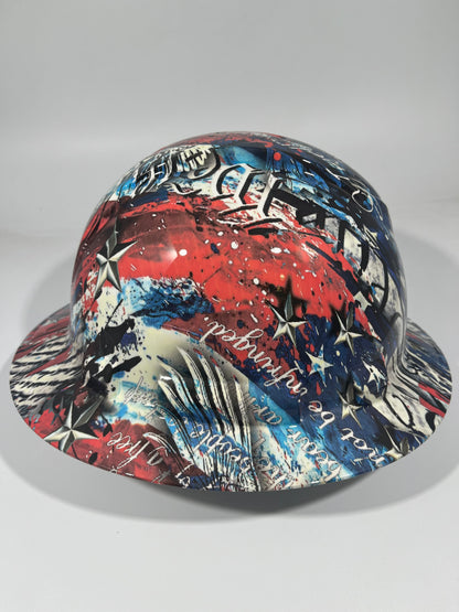 Full Brim Hard Hat Hydro Dipped WE THE PEOPLE AMERICAN PRIDE