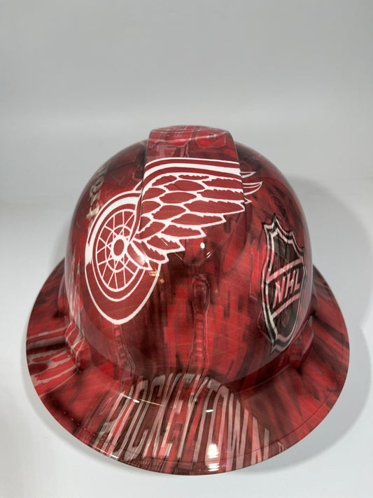 Full Brim Hard Hat Hydro Dipped DETROIT REDWINGS