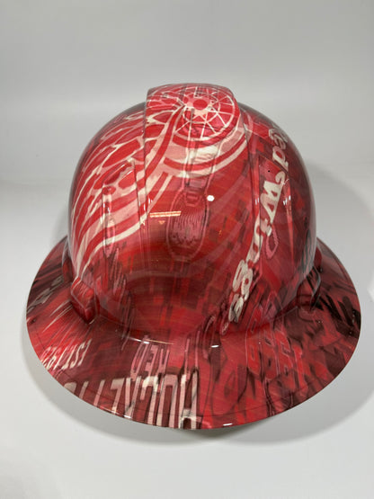 Full Brim Hard Hat Hydro Dipped DETROIT REDWINGS