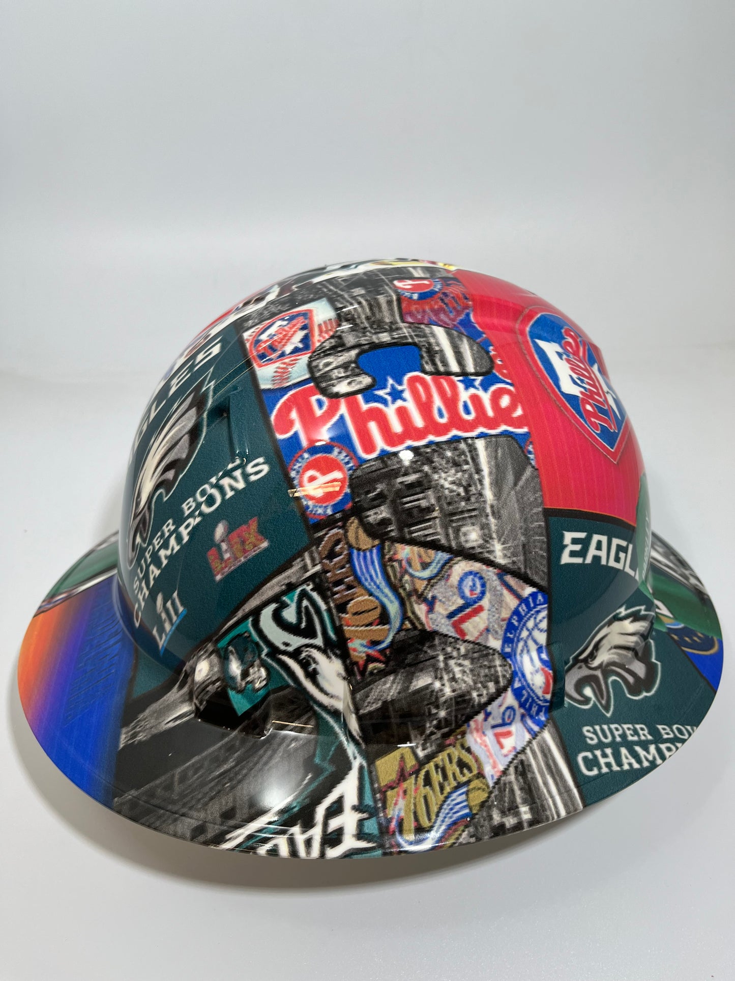 Full Brim Hard Hat Hydro Dipped PHILLY TEAMS EAGLES SUPERBOWL