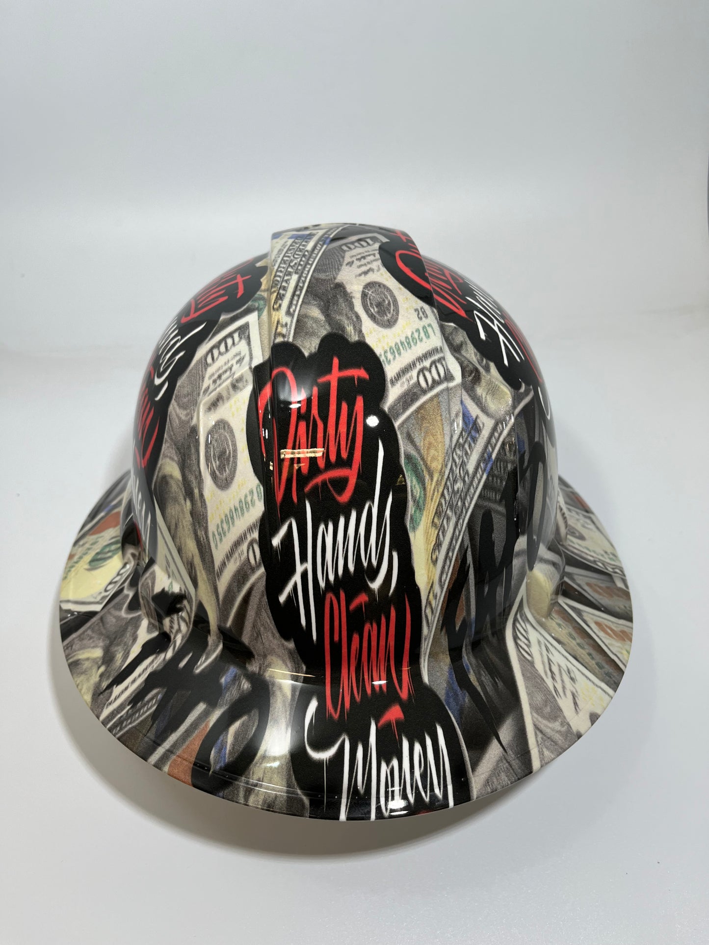Full Brim Hard Hat Hydro Dipped FAFO DIRTY HANDS CLEAN MONEY