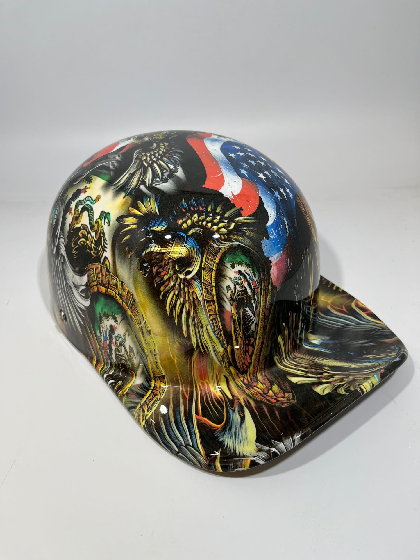 Baseball Cap Style Motorcycle Helmet MEXICAN ROOTS AMERICAN PRIDE