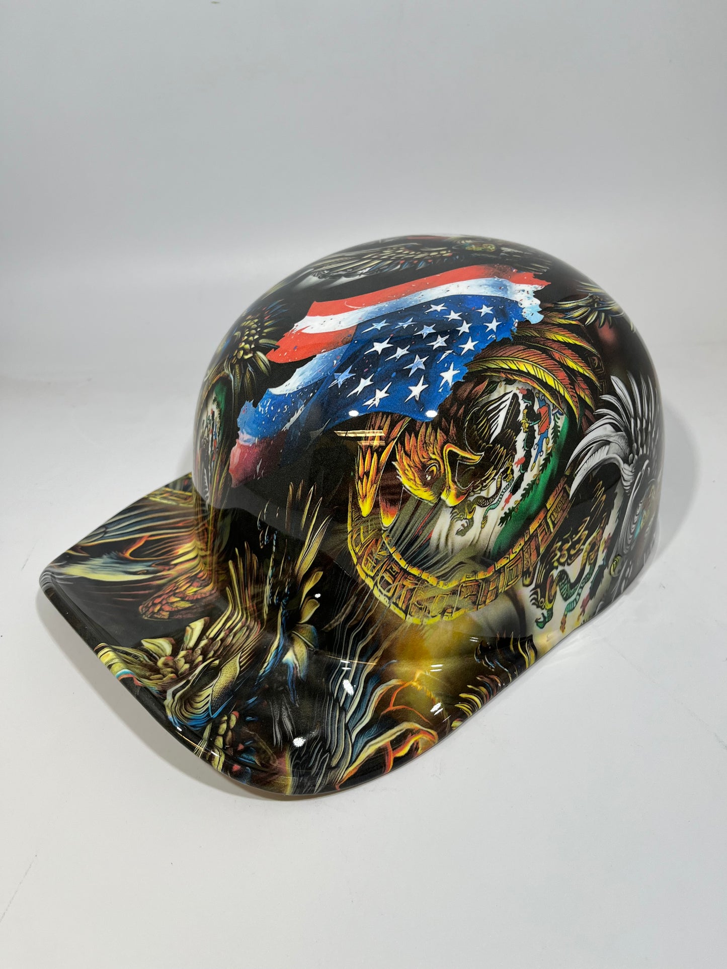 Baseball Cap Style Motorcycle Helmet MEXICAN ROOTS AMERICAN PRIDE