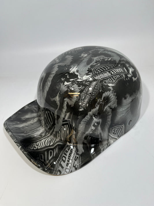 Baseball Cap Style Motorcycle Helmet HARLEY EAGLE BLACK & WHITE