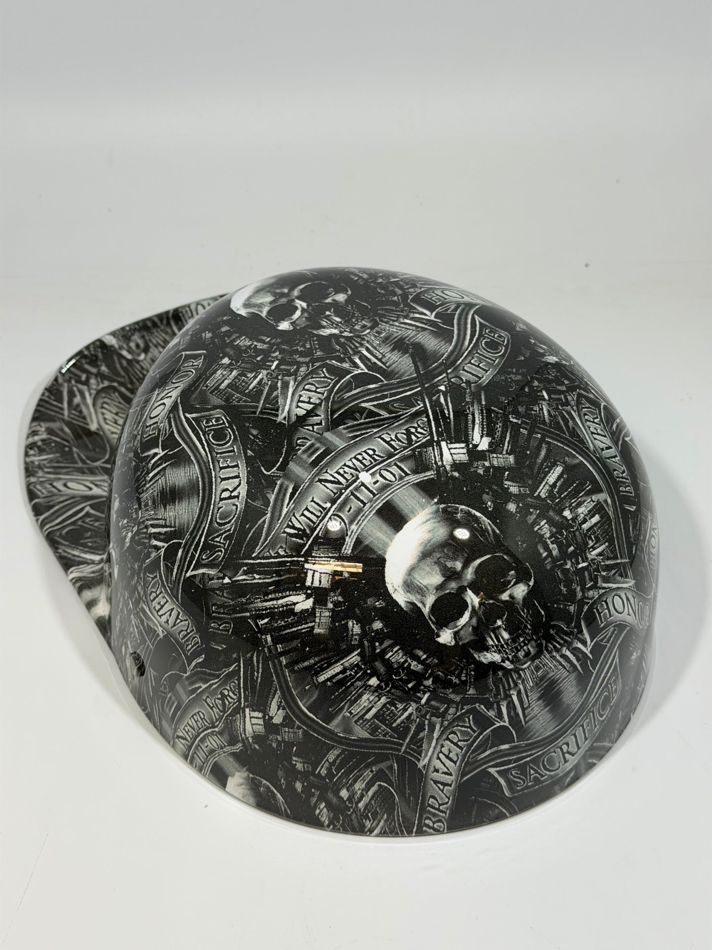 Baseball Cap Style Motorcycle Helmet 9/11 TRIBUTE WE WILL NEVER FORGET