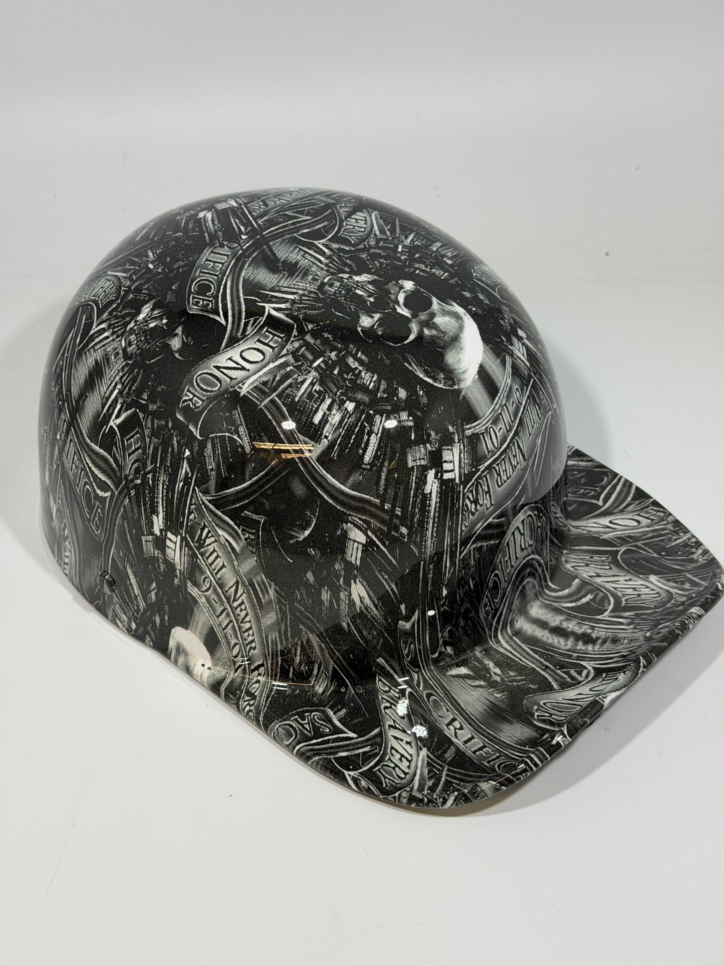 Baseball Cap Style Motorcycle Helmet 9/11 TRIBUTE WE WILL NEVER FORGET