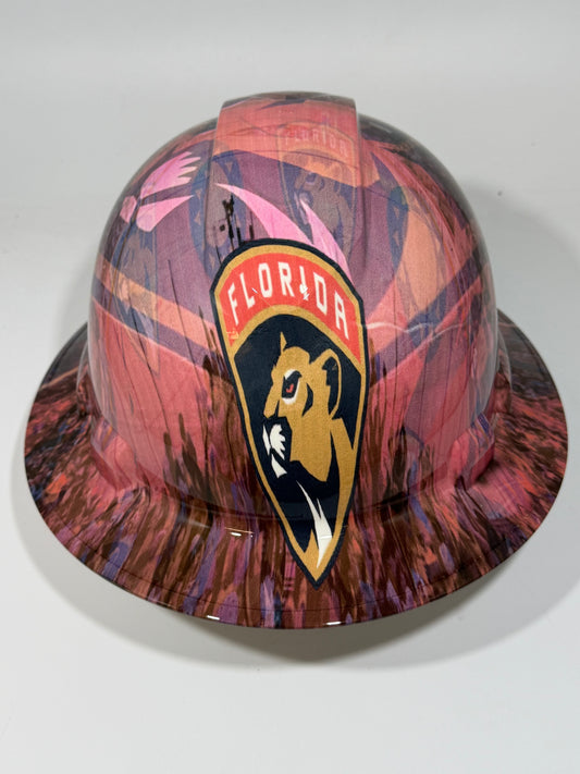 Full Brim Hard Hat Hydro Dipped FLORIDA PANTHERS