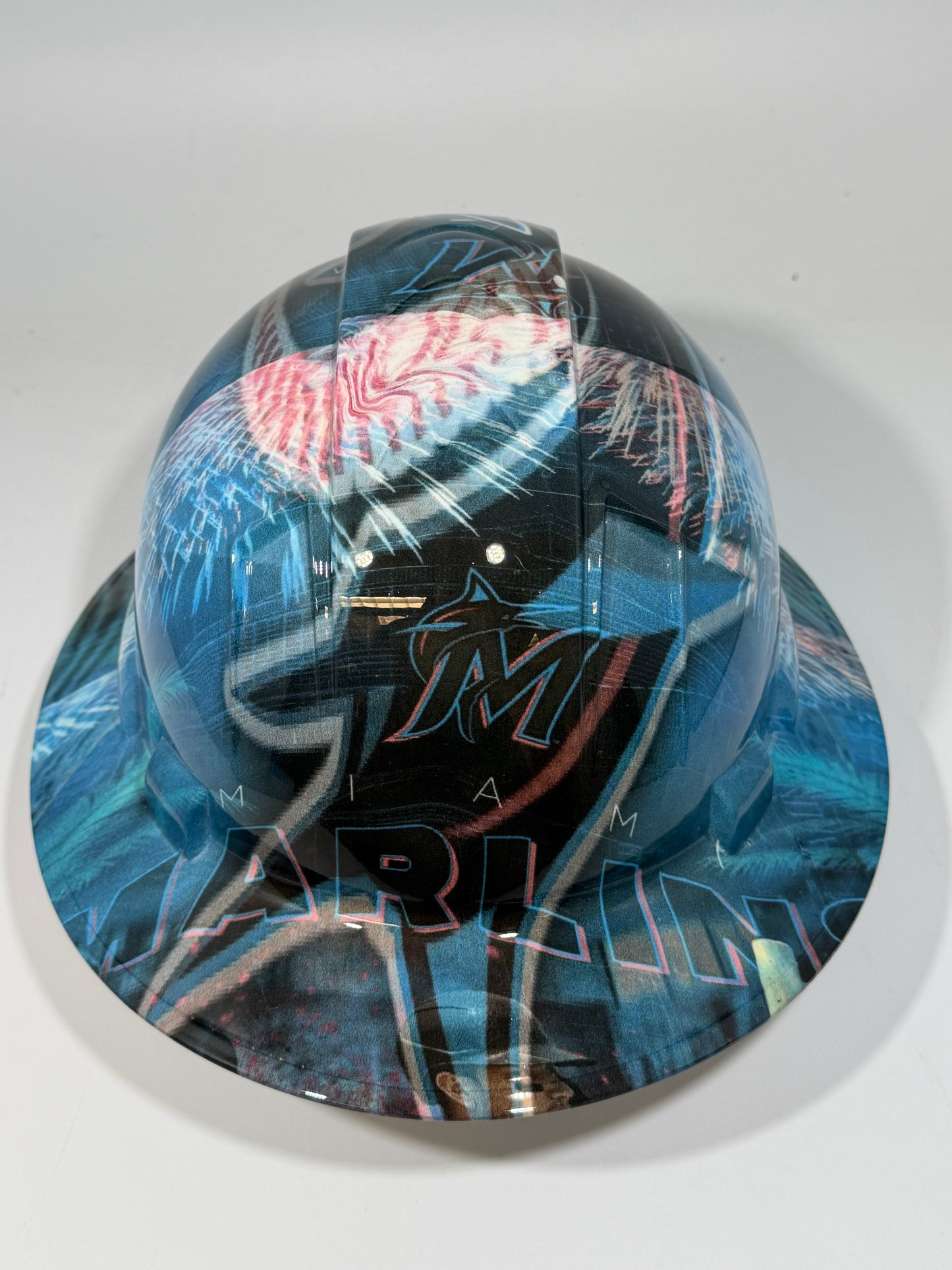 Full Brim Hard Hat Hydro Dipped MIAMI MARLINS