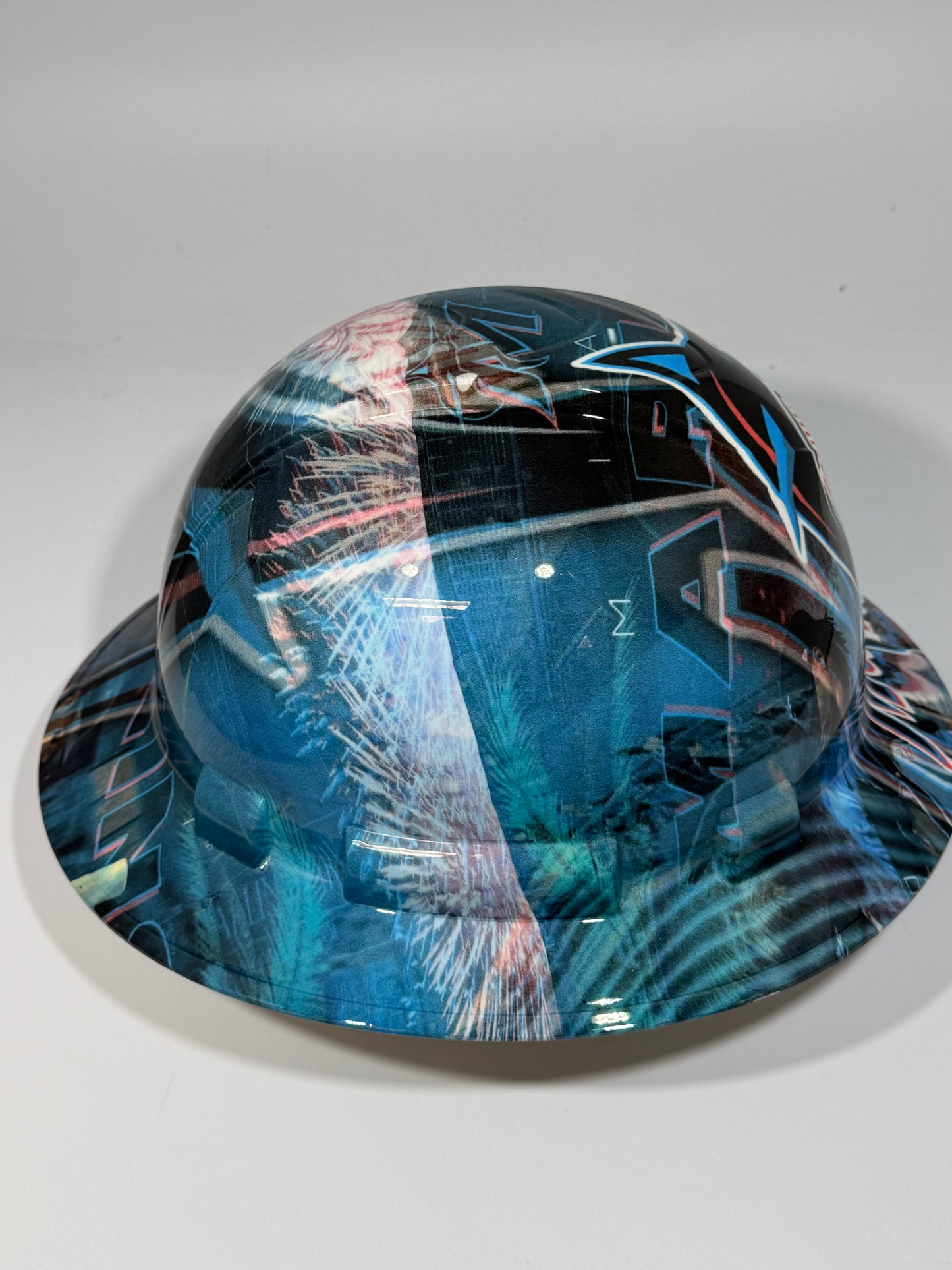 Full Brim Hard Hat Hydro Dipped MIAMI MARLINS