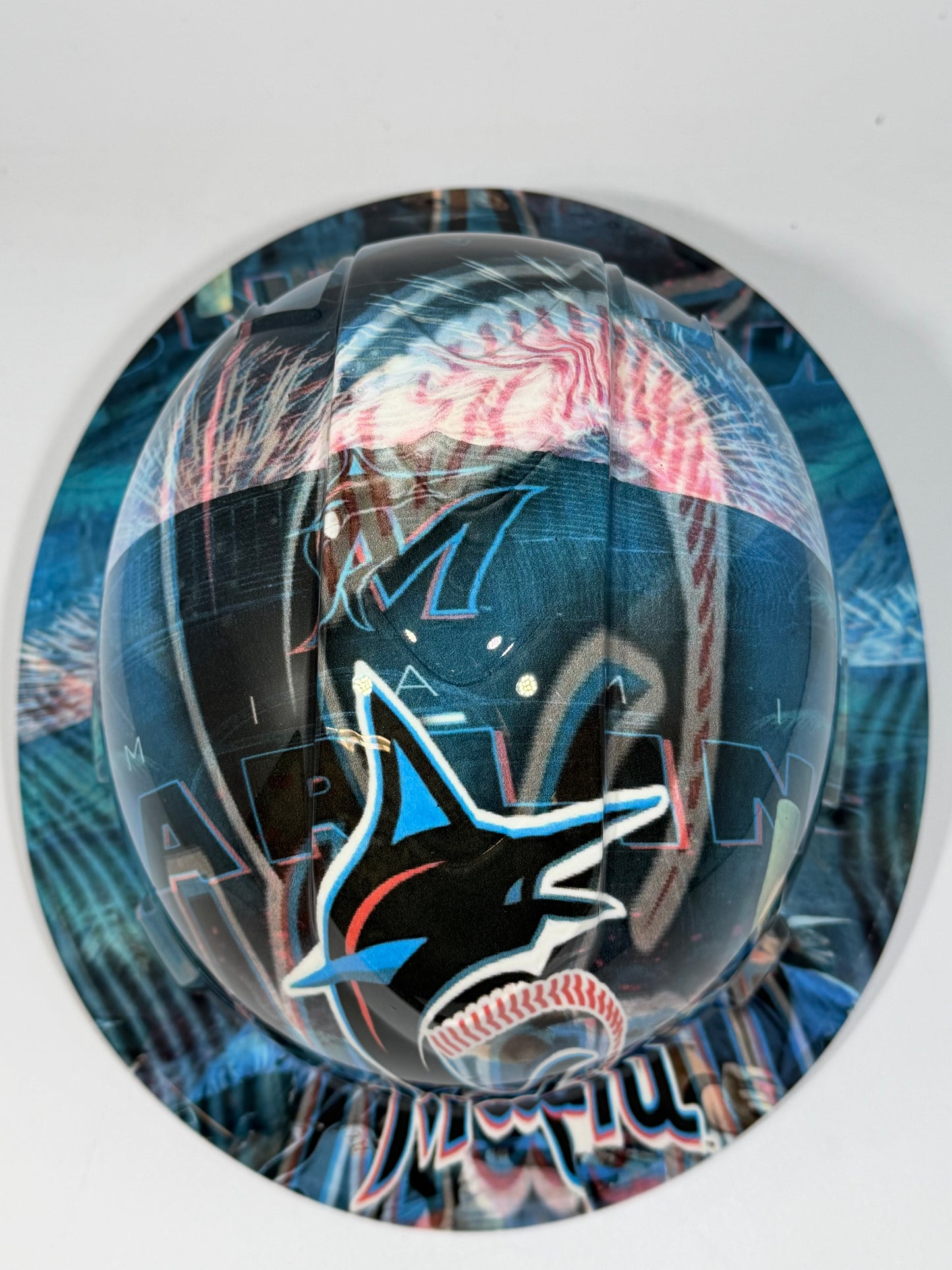 Full Brim Hard Hat Hydro Dipped MIAMI MARLINS
