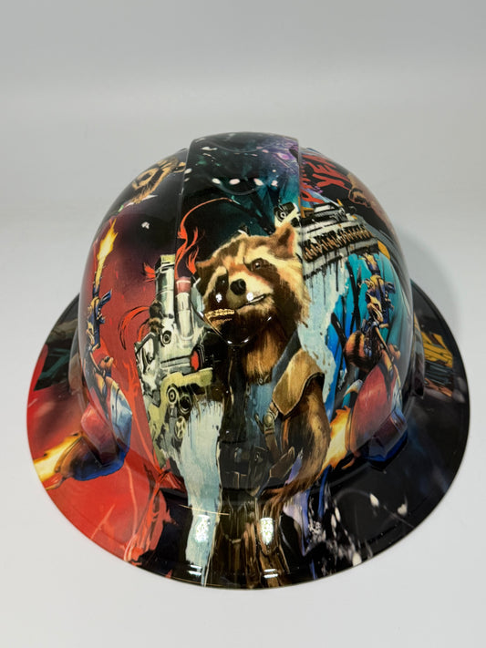 Full Brim Hard Hat Hydro Dipped ROCKET RACCOON
