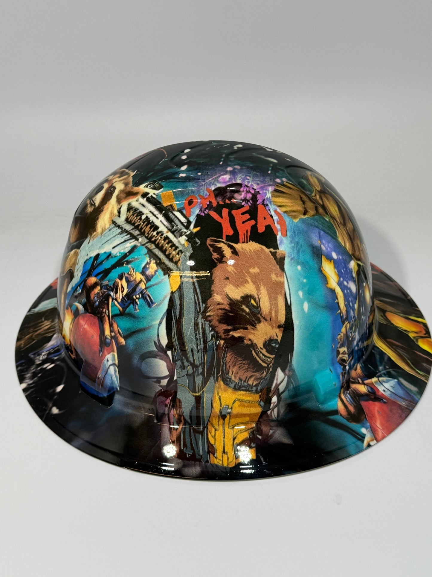 Full Brim Hard Hat Hydro Dipped ROCKET RACCOON