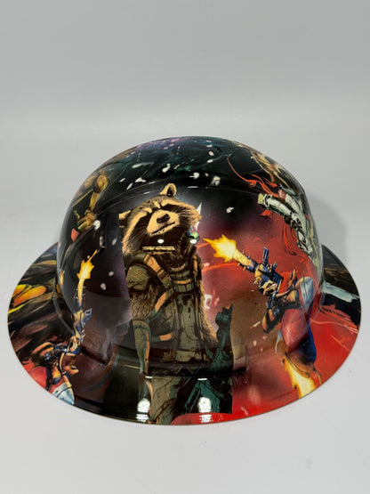 Full Brim Hard Hat Hydro Dipped ROCKET RACCOON