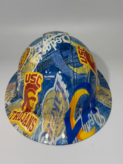 Full Brim Hard Hat Hydro Dipped LA TEAMS DODGERS TROJANS LAKERS RAMS