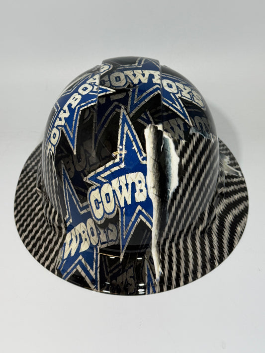 Full Brim Hard Hat Hydro Dipped COWBOYS RIP TEAR CARBON FIBER
