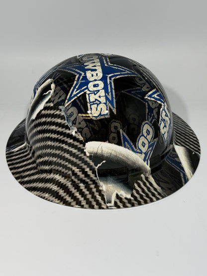 Full Brim Hard Hat Hydro Dipped COWBOYS RIP TEAR CARBON FIBER