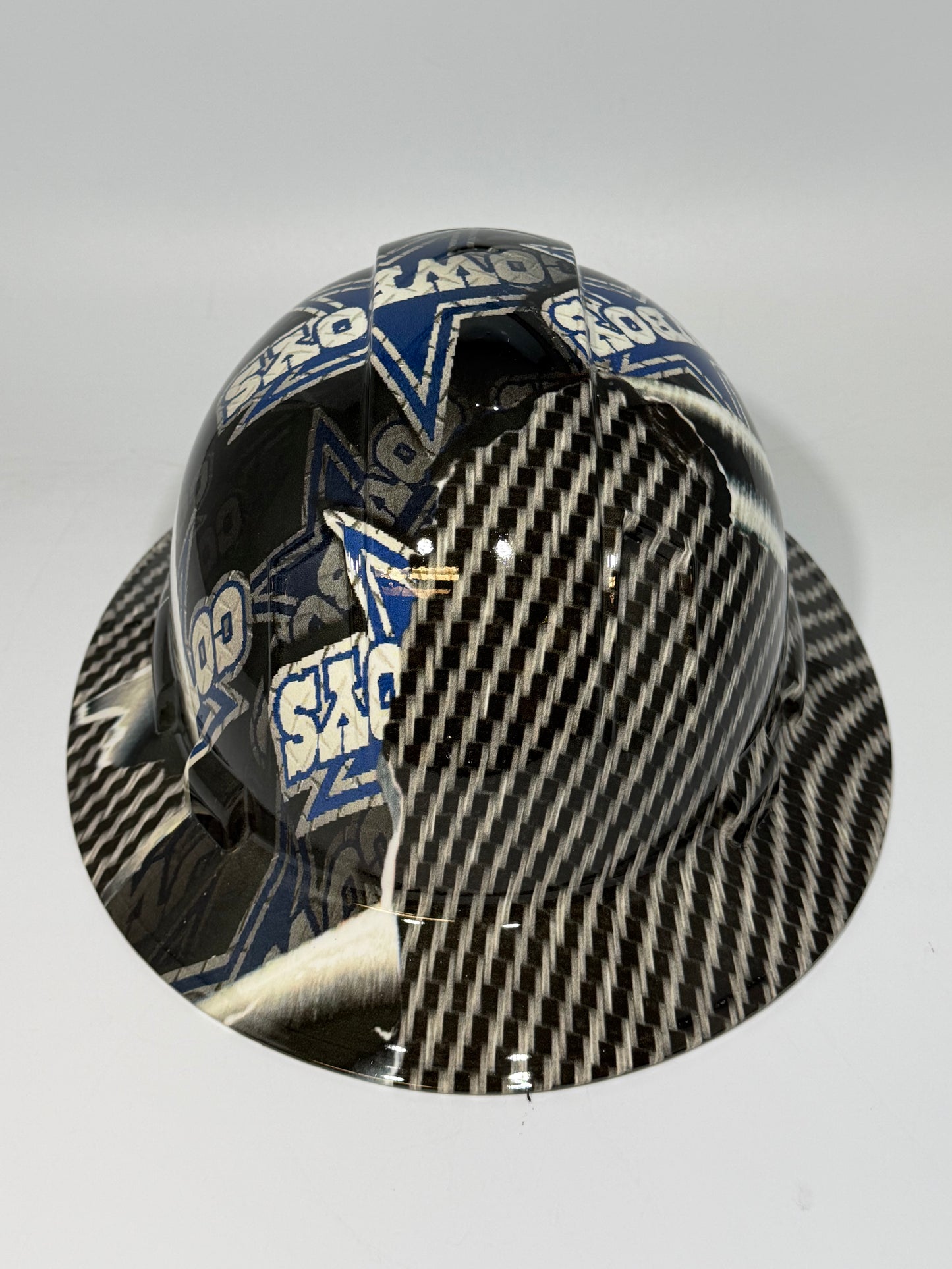 Full Brim Hard Hat Hydro Dipped COWBOYS RIP TEAR CARBON FIBER