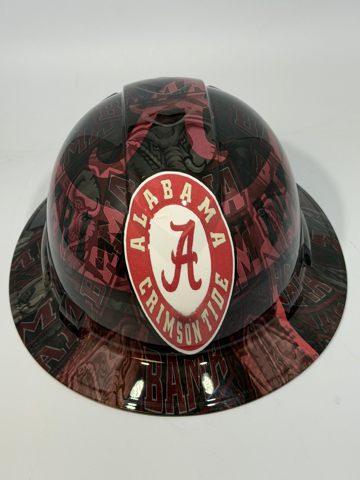 Full Brim Hard Hat Hydro Dipped BAMA WITH LOGOS