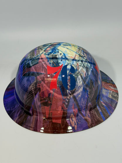 Full Brim Hard Hat Hydro Dipped 76ERS