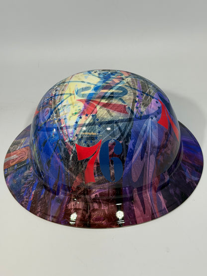 Full Brim Hard Hat Hydro Dipped 76ERS