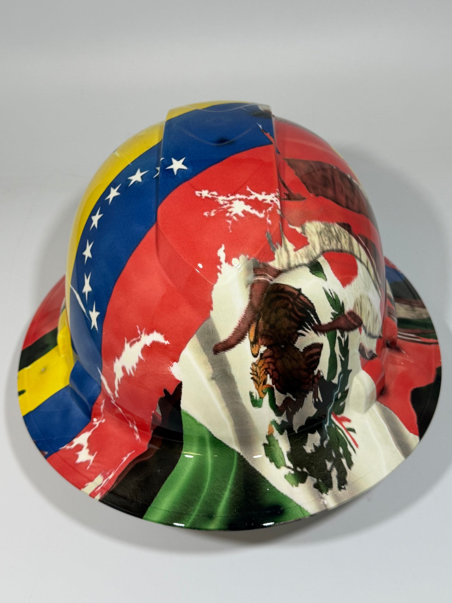 Full Brim Hard Hat Hydro Dipped VENEZUELA MEXICAN AMERICAN
