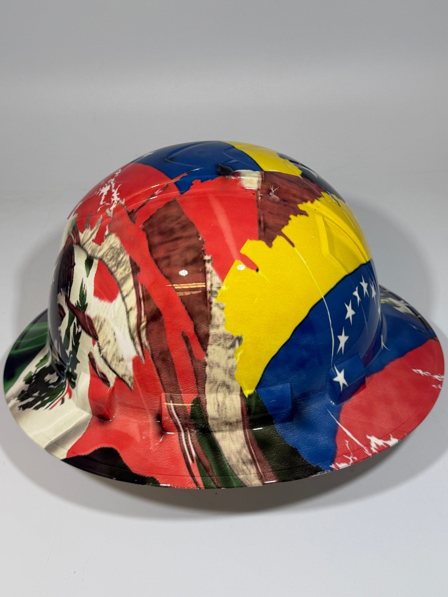 Full Brim Hard Hat Hydro Dipped VENEZUELA MEXICAN AMERICAN