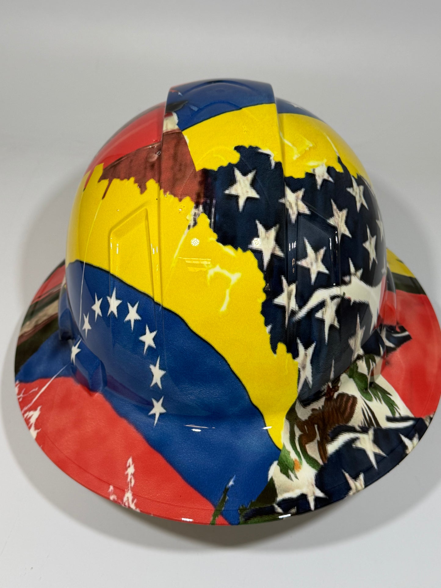 Full Brim Hard Hat Hydro Dipped VENEZUELA MEXICAN AMERICAN