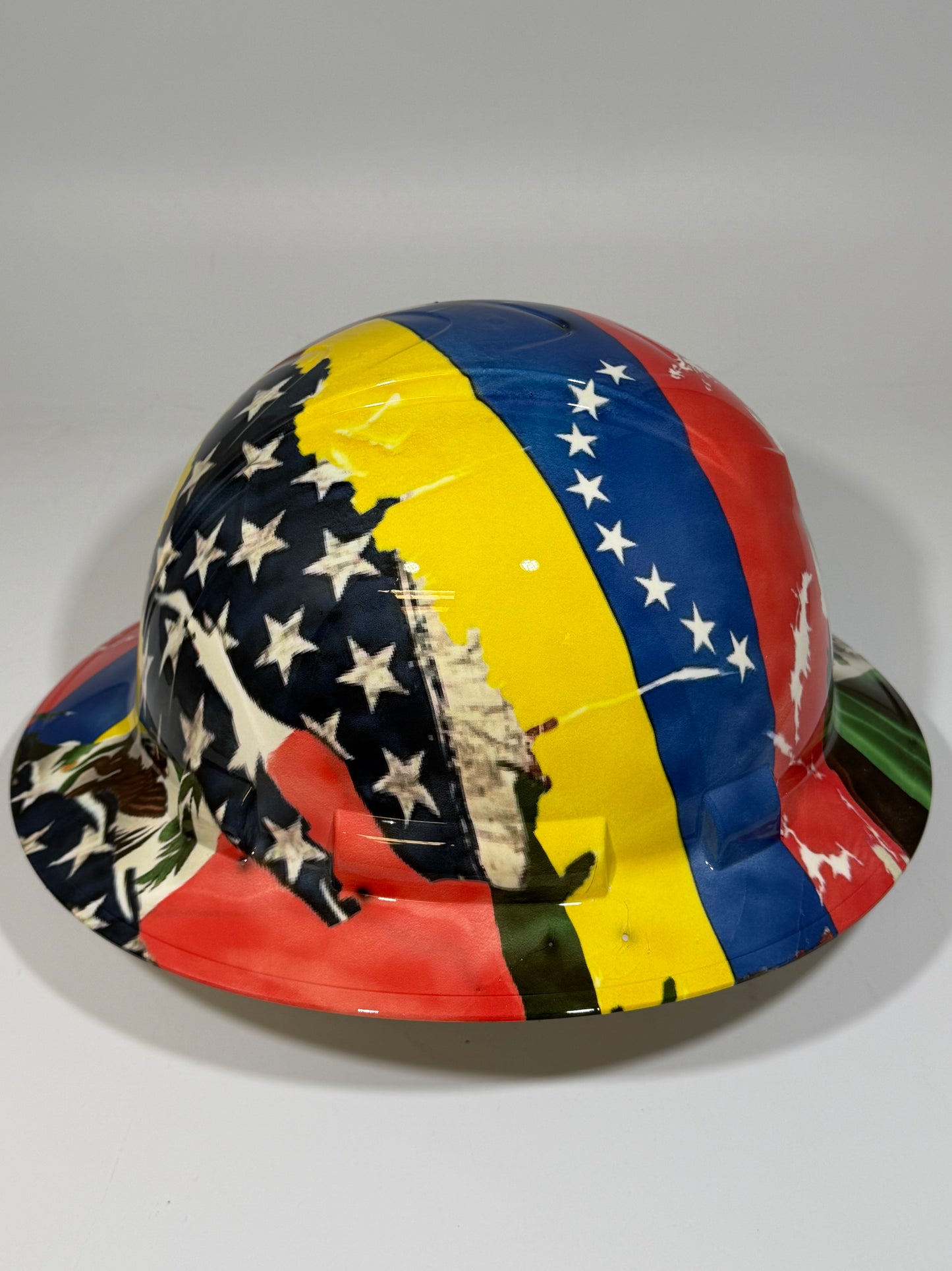 Full Brim Hard Hat Hydro Dipped VENEZUELA MEXICAN AMERICAN